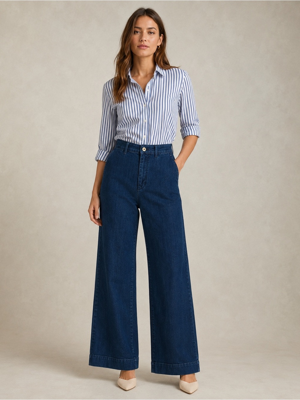 Anthropologie Pilcro The Skipper High-Rise Wide-Leg Jeans size 25 (28x30)